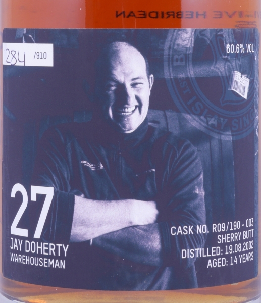 Bruichladdich 2002 14 Years Sherry Butt Cask No. R09/190-003 The Laddie Crew Valinch No. 27 Jay Doherty Islay Single Malt Scotch Whisky 60,6%