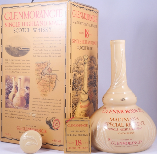 Glenmorangie 18 Years Maltmans Special Reserve Cream Pot Still Shaped Decanter Highland Single Malt Scotch Whisky 43,0%