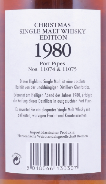 Glenfarclas 1980 32 Years Christmas Port Pipe Edition Cask No. 11074 + 11075 Highland Single Malt Scotch Whisky 45,7%