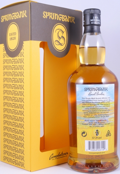 Springbank 2007 10 Years Local Barley Release 2017 Bourbon and Sherry Casks Campbeltown Single Malt Scotch Whisky 57.3%