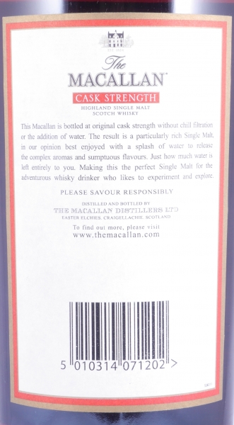 Macallan 10 Years Cask Strength Sherry Oak Highland Single Malt Scotch Whisky 58.4% 1.0L