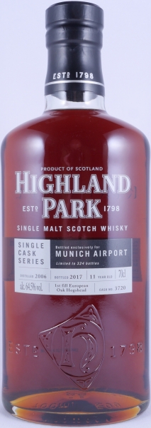 Highland Park 2006 11 Years First Fill European Hogshead Cask No. 3720 Munich Airport Exclusive Orkney Islands Single Malt Scotch Whisky 64,5%
