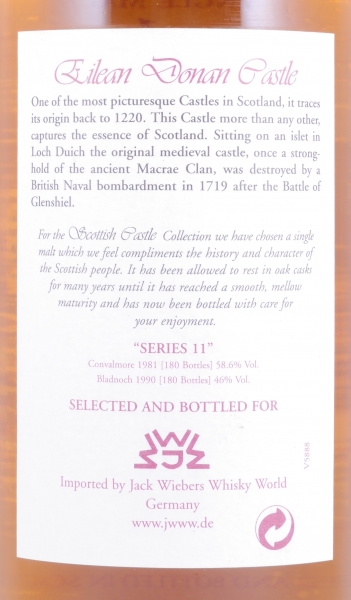 Convalmore 1981 22 Years Oak Cask No. 1148 Jack Wiebers Scottish Castles Collection Series 11 Speyside Single Malt Scotch Whisky 58.6%