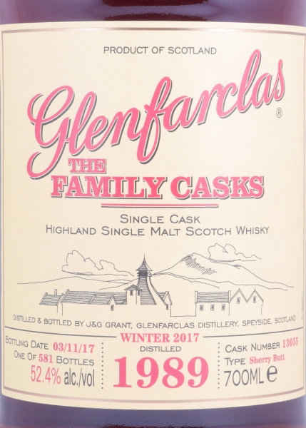 Glenfarclas 1989 27 Years The Family Casks 1st Fill Sherry Butt Cask No. 13055 Highland Single Malt Scotch Whisky 52.4%