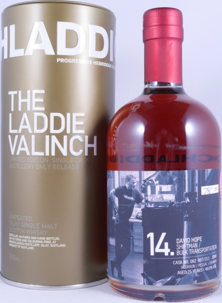 Bruichladdich 1990 25 Years The Laddie Crew Valinch 14 David Hope Shiftman Cask No. 062 R07/211 Scotch Whisky 49.8%