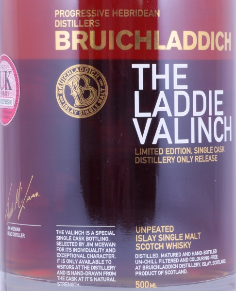 Bruichladdich 1990 25 Years The Laddie Crew Valinch 14 David Hope Shiftman Cask No. 062 R07/211 Scotch Whisky 49.8%