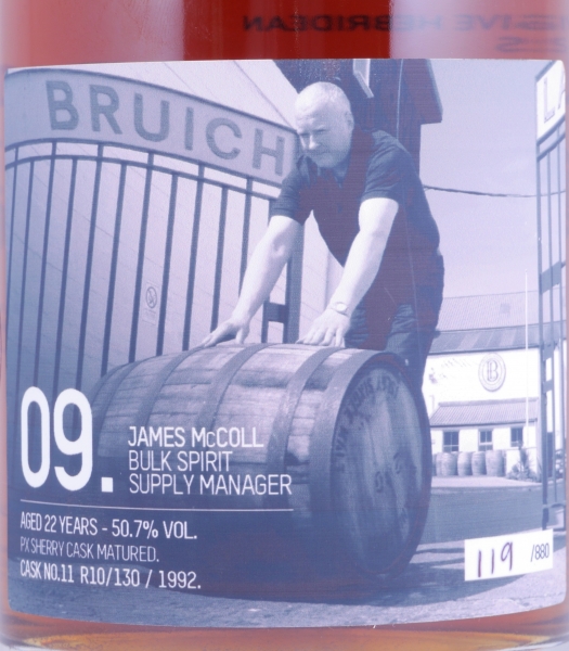 Bruichladdich 1992 22 Years Pedro Ximénez Sherry Cask No. 11 R10/130 The Laddie Crew Valinch No. 09 James McColl Islay Single Malt Scotch Whisky 50,7%