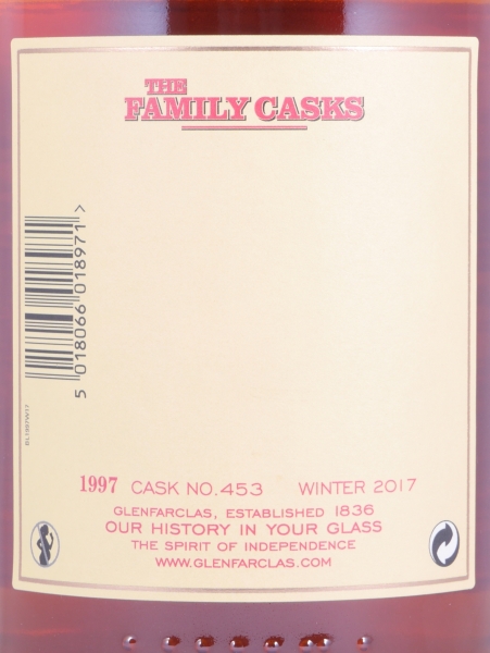 Glenfarclas 1997 20 Years The Family Casks 1st Fill Sherry Butt Cask No. 453 Highland Single Malt Scotch Whisky 54.9%