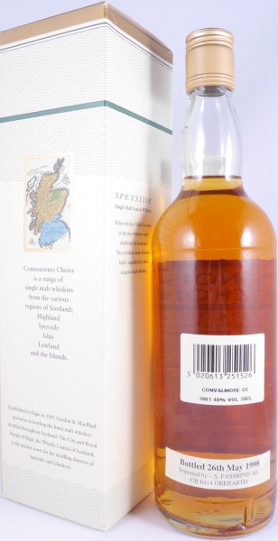 Convalmore 1981 17 Years Gordon und MacPhail Connoisseurs Choice Gold Screw Cap Speyside Single Malt Scotch Whisky 40,0%
