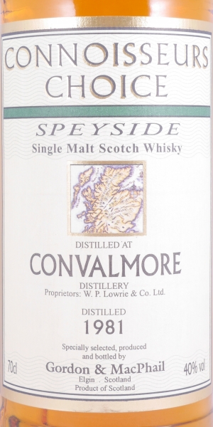 Convalmore 1981 17 Years Gordon und MacPhail Connoisseurs Choice Gold Screw Cap Speyside Single Malt Scotch Whisky 40,0%