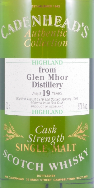 Glen Mhor 1976 19 Years Oak Cask Cadenhead Highland Single Malt Scotch Whisky Cask Strength 57.8%