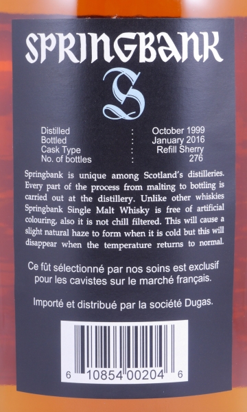 Springbank 1999 16 Years Refill Sherry Cask Campbeltown Single Malt Scotch Whisky Cask Strength 55,7%