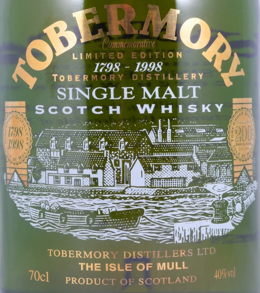 Tobermory Commemorative 200th Anniversary 1798-1998 Collectors Edition Island Single Malt Scotch Whisky 40,0%