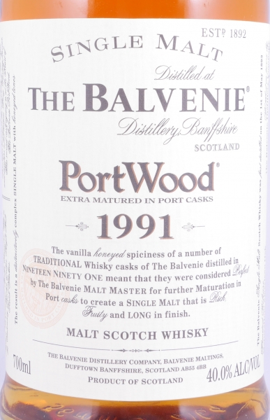 Balvenie 1991 14 Years Port Wood Limited Release Highland Single Malt Scotch Whisky 40.0%