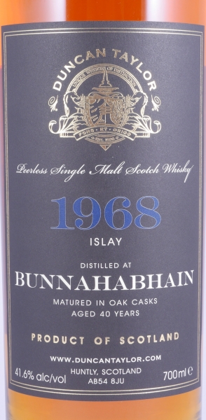Bunnahabhain 1968 40 Years Oak Cask No. 11570 Duncan Taylor Peerless Cask Strength Rare Auld Edition Islay Single Malt Scotch Whisky 41,6%