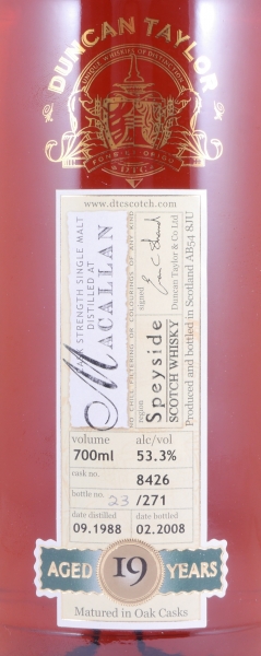Macallan 1988 19 Years Sherry Cask 8426 Highland Single Malt Scotch Whisky Duncan Taylor Rare Auld Edition 53,3%