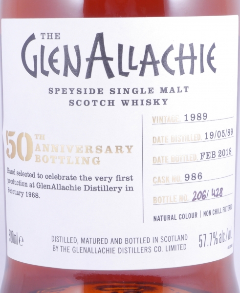 GlenAllachie 1989 28 Years Sherry Butt Cask No. 986 50th Anniversary Special Release Speyside Single Malt Scotch Whisky 57,7%