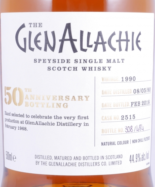GlenAllachie 1990 27 Years Sherry Butt Cask No. 2515 50th Anniversary Special Release Speyside Single Malt Scotch Whisky 44,9%
